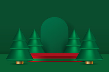 Green christmas day 3d podium display