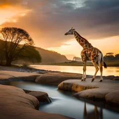 Gardinen giraffe at sunset © Shabila