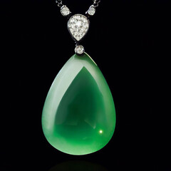  Natural Jadeite Jade and Diamond Drop Pendant