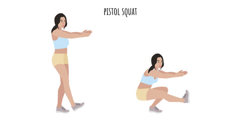 Asian woman doing pistol squat exercise