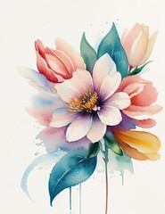 Fototapeta na wymiar Floral watercolor pattern illustration
