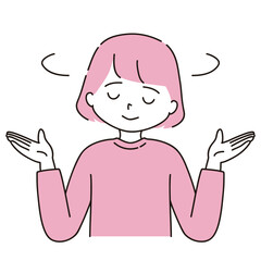 目を閉じる　お手上げの女性