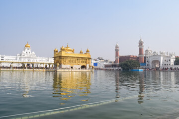 Beautiful view of Golden Temple (Harmandir Sahib) in Amritsar, Punjab, India, Famous indian sikh...