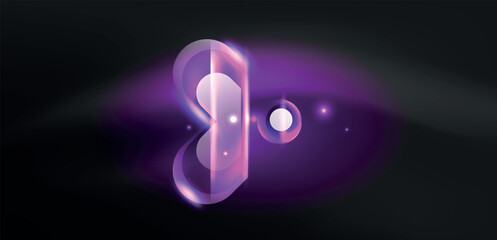 Abstract background glowing neon light geometric shapes. Space cosmic or magic energy vector wallpaper For Wallpaper, Banner, Background, Card, Book Illustration, landing page