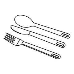 Spoon Set line art design on Checkerboard white  https://www.shutterstock.com/g/Sakhawathossain.