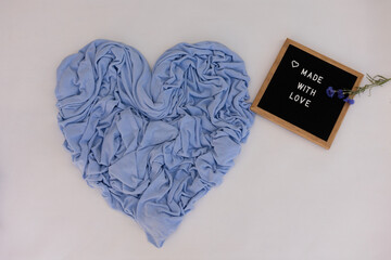 Blue heart with an inscription,  backdrop for newborn and baby photography 