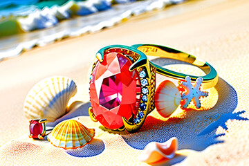 jewelry on the sea beach