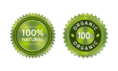 100 percent natural and organic badges