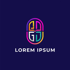 gradient e d and g j letter logo.logotype design