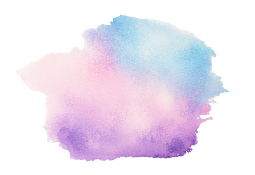 Pink and blue watercolor stains with hand painted on paper texture background