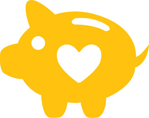 Digital png illustration of yellow piggy bank with heart on transparent background