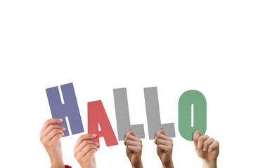 Digital png illustration of hallo text on transparent background