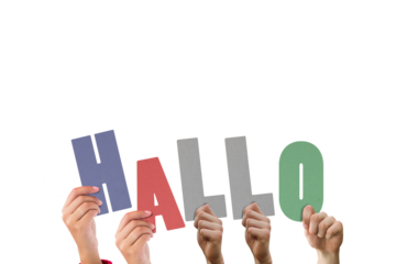 Digital png illustration of hallo text on transparent background