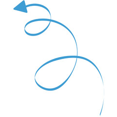 Digital png illustration of blue curved arrow on transparent background