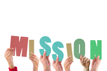 Digital png illustration of mission text on transparent background