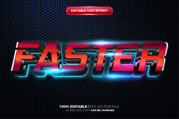 Faster esport blue glow cinematic 3d editable text effect