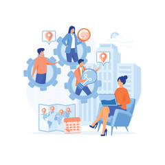 Outsourcing concept. Company development and business strategy. flat vector modern illustration 