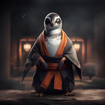 penguin as a Shaolin monk