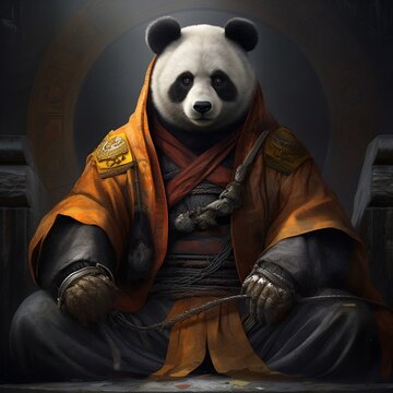 panda as a Shaolin monk