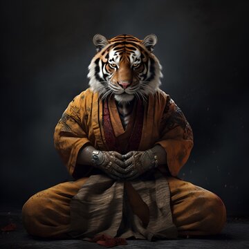 tiger as a Shaolin monk
