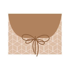 Christmas gifts in kraft paper set. DIY rustic present boxes in craft wrappings with twine bows and branches, Xmas wreaths, and envelopes. Brown Gift Box Illustration.