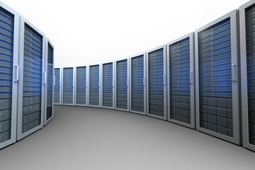 Digital png illustration of server room on transparent background