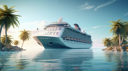 cruise ship on paradise island