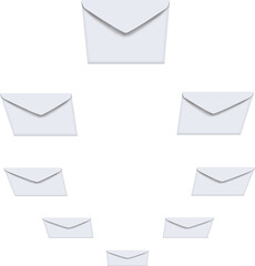 Digital png illustration of white envelopes on transparent background
