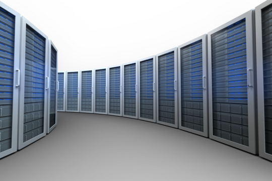 Digital png illustration of server room on transparent background