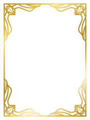 Fototapeta na wymiar Art Deco gold frame vintage frame line geometric wedding label card frame png transparent background