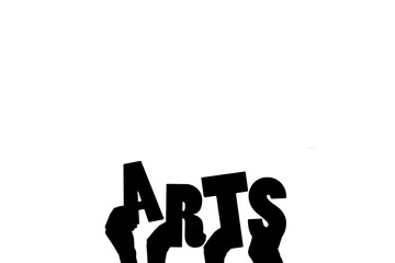 Digital png illustration of arts text on transparent background