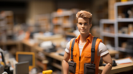 image of construction worker Toy with Generative Ai