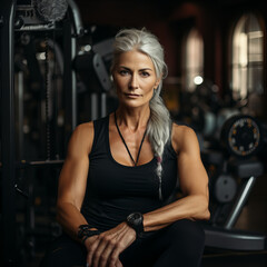 Fototapeta na wymiar mature woman at gym Image generative AI