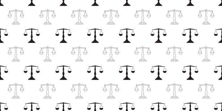 black white justice scale seamless pattern