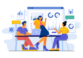 Businesspeople discussing the business plan, The female leader, Business meeting, People at presentation conference, Project strategy, Business people working together,