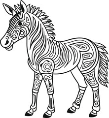 Zebra With Mandala coloring pages vector animals