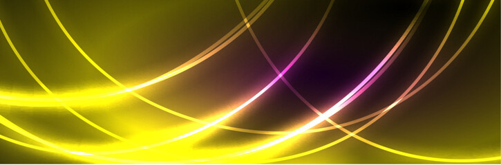 Neon glowing fluid wave lines, magic energy space light concept, abstract background wallpaper design