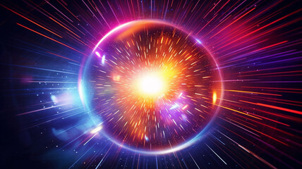 Obraz premium abstract background with glowing circles, abstract background with circles, disco light explosion, AI generated.