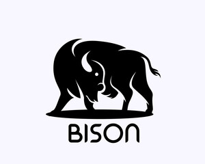 stand looking back bison logo design template illustration inspiration