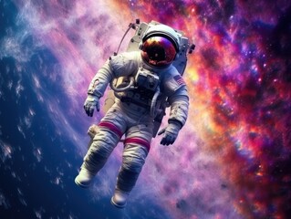 Fototapeta na wymiar Astronaut float in colorful outer space