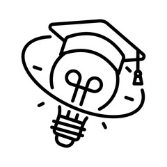 graduation cap and bulb vector design in line style