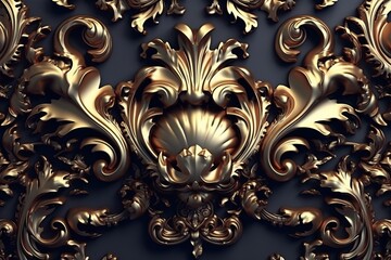 3D Render Intricate Baroque Unique Texture Background