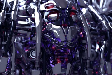Fototapeta premium 3D Render of a Cybernetic Robot Closeup Background