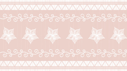 Fototapeta premium White flowers on pink background.Ikat ethnic oriental seamless pattern traditional.Aztec style abstract vector illustration.design for texture,fabric,clothing,wrapping,decoration.