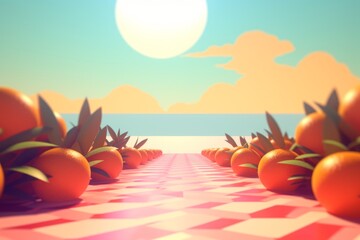 3D Render of a Retro Classic Summer Background