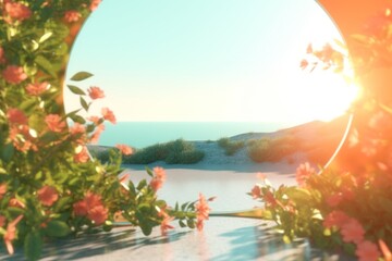 Fototapeta na wymiar 3D Render of a Summer Themed Background Landscape