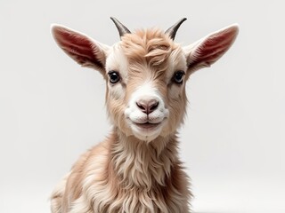 baby goat on white background