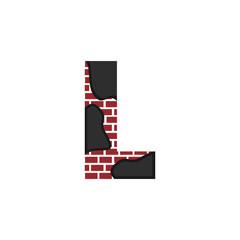 Letter L with Brick Wall logo vector design building company, Creative Initial letter and wall logo template