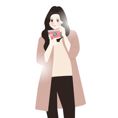 	
Hand Draw beautiful girl is taking pictures using the camera