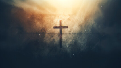 Fototapeta premium Cross on textured background with copy space for your text or image